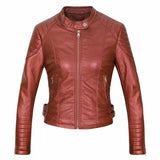 Women Leather Jacket Autumn and Winter Leather Coat Short Jacket Zipper Casual Coat