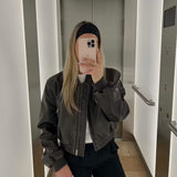 Women Leather Jacket Autumn Leisure Imitation Leather Flight Jacket PU Leather Coat