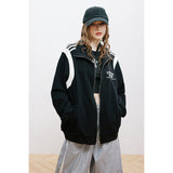 Unisex Jacket Retro Patchwork Coat Loose Lapel Sports Jacket