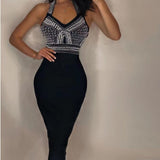 Women's Evening Dress Bandage One-Piece Dress Dress Color Matching Bandage Dress Dress