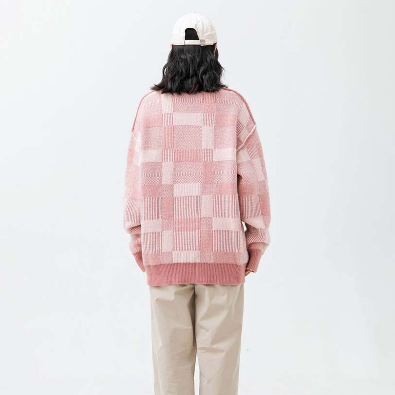 Unisex Sweater Autumn Plaid Three-Dimensional Embroidered Sweater