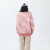Unisex Sweater Autumn Plaid Three-Dimensional Embroidered Sweater