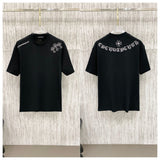 Ch hip-hop t shirts ch shoulder sanskrit embroiderheavy weightpure cottonloosetrendy short sleeve couple high street