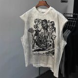saint m t shirts s.m cartoon harley pattern crew neck pullover tank top