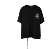 Ch hip-hop t shirts ch short-sleeved couple color thread cross flower full back embroider t-shirt distressed short-sleeved high street