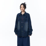 Unisex Jacket Autumn Mottled Dyed Loose Jeans