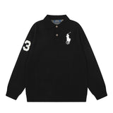 Rl ralph lauren pony casual loose knit wool sweater warm women's autumn/winter zip-up polo collar top couple
