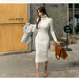 Women Maxi Dress Autumn Winter Sexy Slim Fit Hip Knitwear Dress