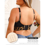 Full figure bra leopard print gathered and breathable
