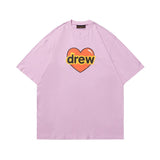 Drew house tshirt r d@ew heart & letter print crew neck short sleeve tee