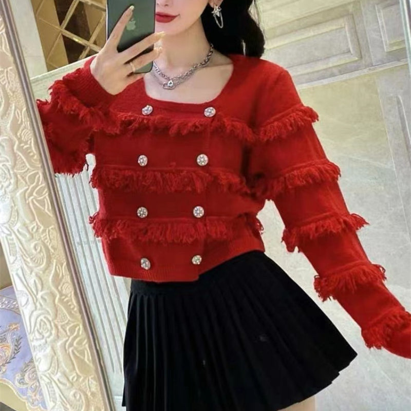 Women Knitwear Spring and Autumn Tassel Sweaters Cardigan