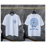 Ch hip-hop t shirts high version ch short-sleeved horseshoe sanskrit cross loosecasual high streeteasiest for match