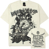 Hip-hop t shirts american high street half-sleeved washed dirty white distressed retroloose round neck short-sleeved t-shirt tee