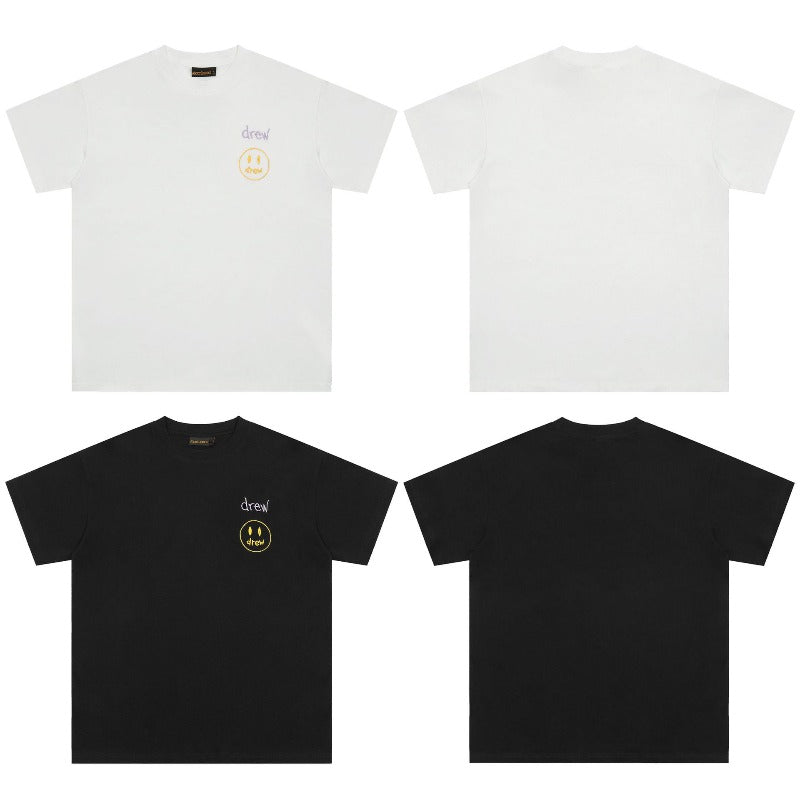 Drew house tshirt r d@ew smiley face embroidered letter crew neck short sleeve