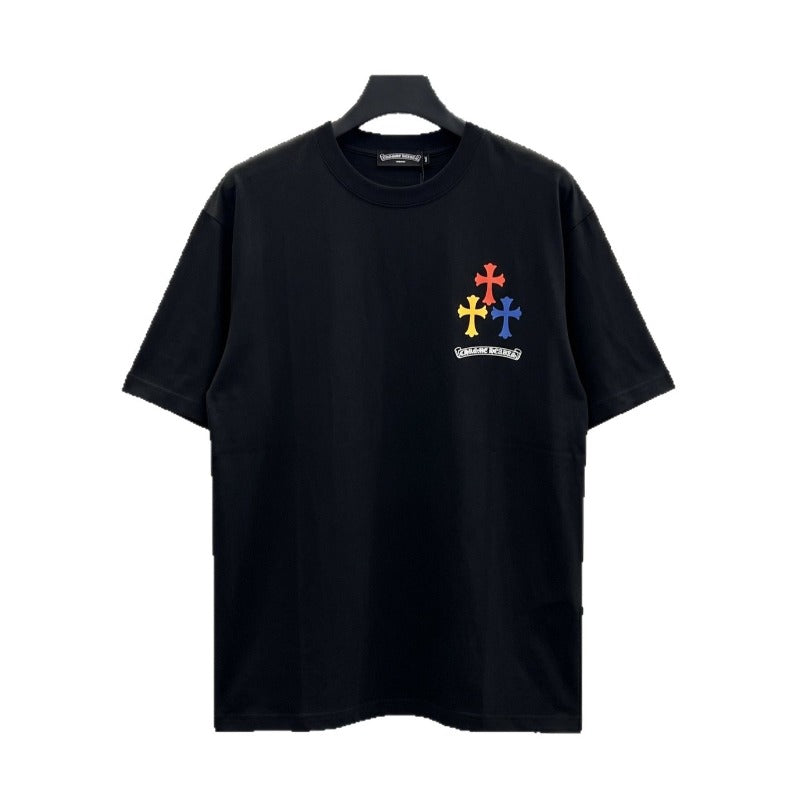 Ch hip-hop t shirts ch short-sleeved horseshoe sanskrit cross printingloosecasual american heavy weight