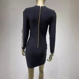 Women Dresses Bandage Dress Spring and Autumn Long Sleeve Pearl Chain Party Hip Skirt (Ont0408)