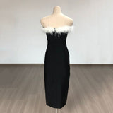Women Evening Dress High Slit Bandage One-Piece Dress