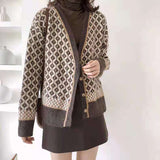 Women Knitted Cardigan Vintage Autumn and Winter Knitting Cardigan V-neck Baggy Coat Sweater