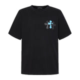 Ch hip-hop t shirts ch croo short-sleeved leather cross frayed embroider short-sleeved couple high street