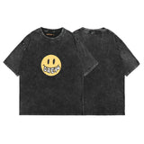 Drew house tshirt r collection d@ew smiley face letter graphic washed & distressed short sleeve wholesale