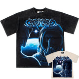 Hip-hop t shirts american alien printingloose washed retro distressed high street casualtrendy short-sleeved t-shirt