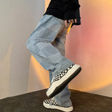 Men Jeans Autumn and Winter Loose Straight Wide Leg Pants