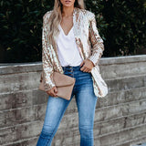 Women Trench Coat Multi-Color Sequined Long Sleeve Small Blazer