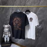 Ch hip-hop t shirts ch short-sleeved couple classic horseshoe distressed embroider loosecasual high street versatile heavy weight
