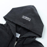 Vetements Hoodie Puff Print Destroyed Loose Zip Coat Hooded Sweater