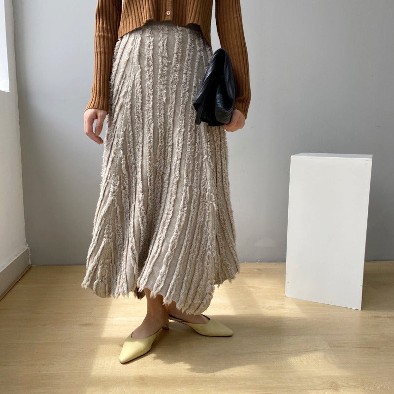 Women Knitted Skirt Autumn and Winter Knitting Umbrella Skirt