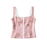 Women Tops Summer Printed Vest Backless Short Top