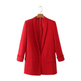 Women's Suits Apricot Blazer Women's Spring and Autumn Casual Suit Top