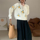 Women Knitwear Autumn and Winter Embroidery Knitwear Loose Sweater