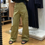 Women Sweatpants Spring and Autumn Retro Multi-Pocket Cargo Pants Loose Casual Trousers
