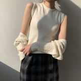 Women Knitted Two-Piece Set Spring Vest Knitted Cardigan 8t8108