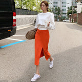 Women Dresses Spring and Autumn Slim Fit Split Casual Knitted Dress