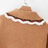 Women Sweater Knitwear Sweater Coat Women's Short Spring and Autumn Doll Collar Knitted Cardigan