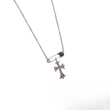 Chrome Hearts Necklace Diamond Cross Pendant Pin
