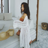 Women Knit Beach Cover Spring Hollow Sexy Loose Sun-Protection Shirt Bikini Beach Cover-up