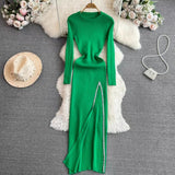 Women Maxi Dress Spring and Autumn Knitted Dress