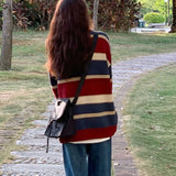 Women Knitted Pullover Autumn and Winter Striped Sweater Loose Top