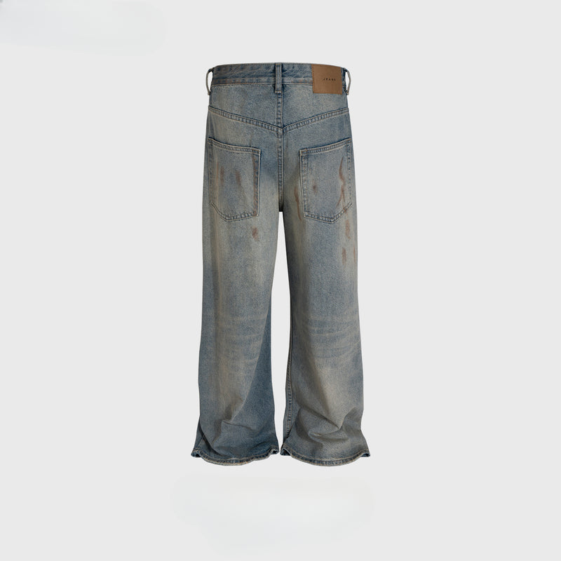 MIJKO Men's Vintage Pants MIJKO Rust-dyed white trousers men's and women's jeans