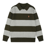 Rl ralph lauren pony stripe color block polo shirt - autumn/winter wool blend - couple's casual relaxed fit knit top