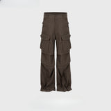 MIJKO Men's Vintage Pants MIJKO Men's Pocket Pants Straight Casual Pants