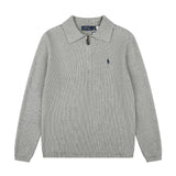 Polo collar rl ralph pony half zipper pullover knittingfall and winter sweatertops couple casualloose