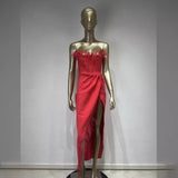 Women Dresses Bandage Dress Sexy off-the-Leg Dress Party Dress Skirt (Ont0408)