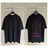 Ch hip-hop t shirts correct version chsummerbest selling cross patch embroider short-sleeved t-shirt couple high street
