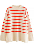 Women Sweater Knitwear Autumn Striped Loose Sweater Sweater