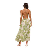 Women Dresses Summer V-neck Backless Lace-up Long Dress (Jkw0408)
