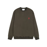 Ami aheoineloveembroideramericancasualtopslooselong sleevescouplesweatshirtround neckfall and winter